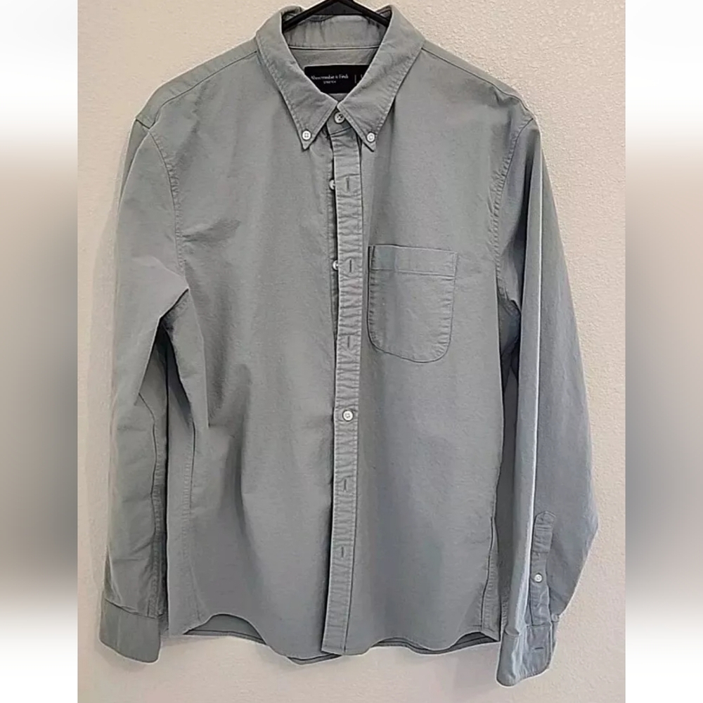 Abercrombie & Fitch Dress Shirt Stretch Fit Button Up Light Blue Mens Sz L